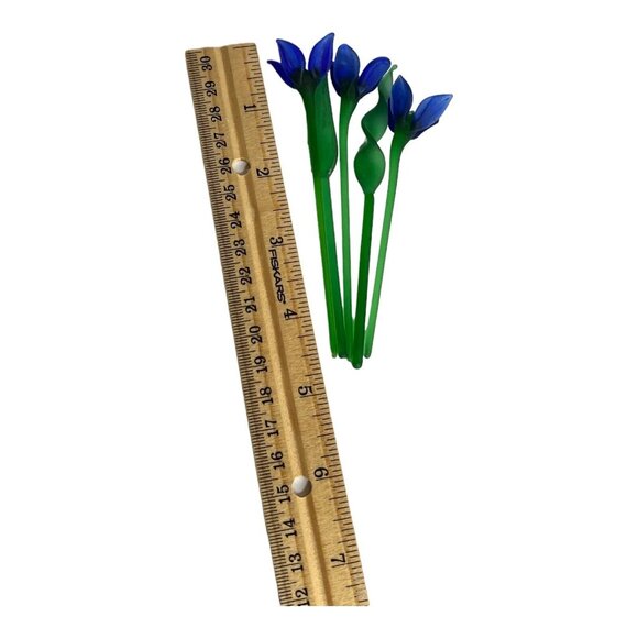 Hand Blown Cobalt Blue Mini Flowers Leaves frosted jack in‎ pulpit vase Murano? - Picture 6 of 14